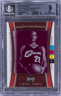2004-05 UD "Exquisite Collection" Masterpiece Printing Plates Magenta #LJ45 LeBron James (#1/1) – BGS MINT 9